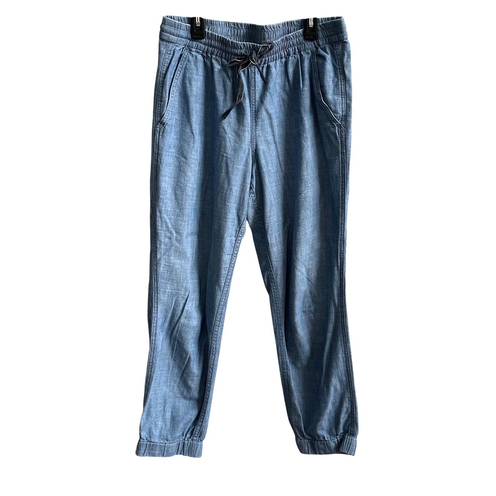 J.Crew Chambray Jogger Pants Womens 6T Blue Coastal Cotton Drawstring Trousers